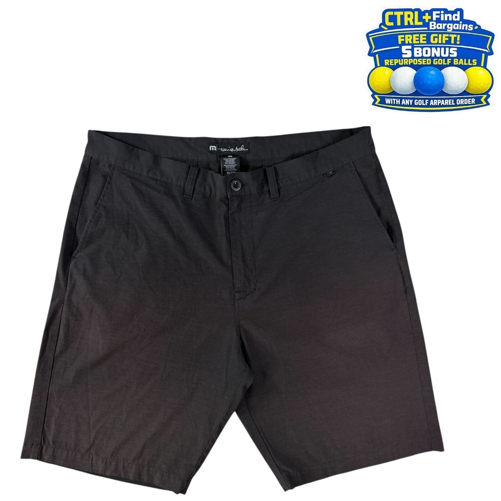 Travis Mathew Beck Performance Golf Shorts Grey Micro Stripe Stretch Men Size 38